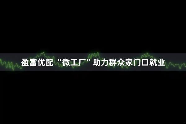 盈富优配 “微工厂”助力群众家门口就业